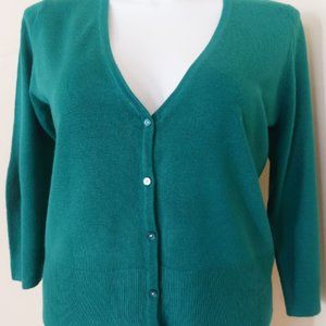 Mossimo Green Rhinestone Button Womens Plus Size Cardigan Sweater - XL - Teal